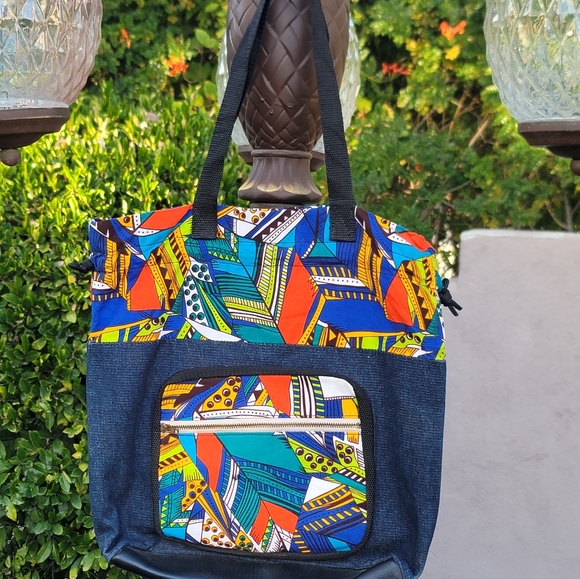 Handmade Handbags - Ghanian West African Custom Denim Tote Bag
